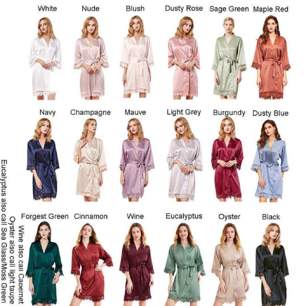 Wedding lace robes - rose gold initial