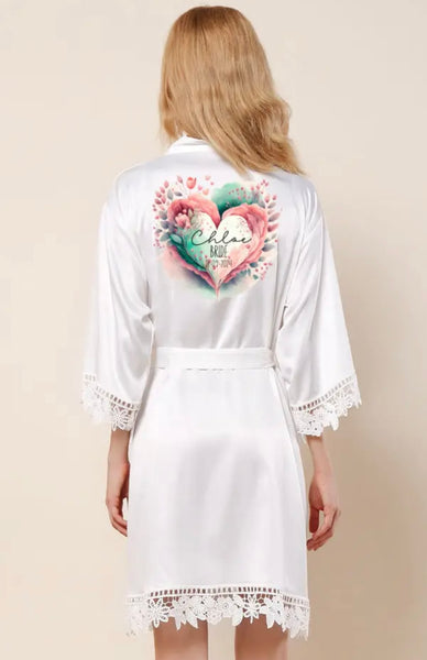 Heart design Wedding lace robe