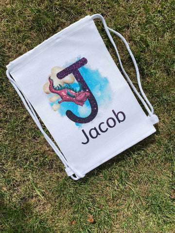 personalised dragon drawstring bag