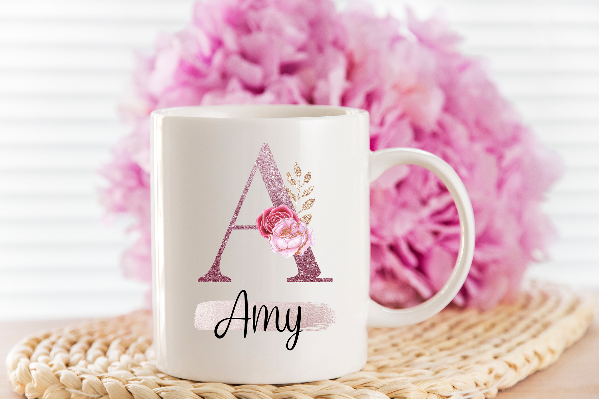 personalised inital mug - pink