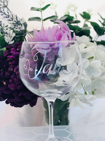 personalised named gin glass