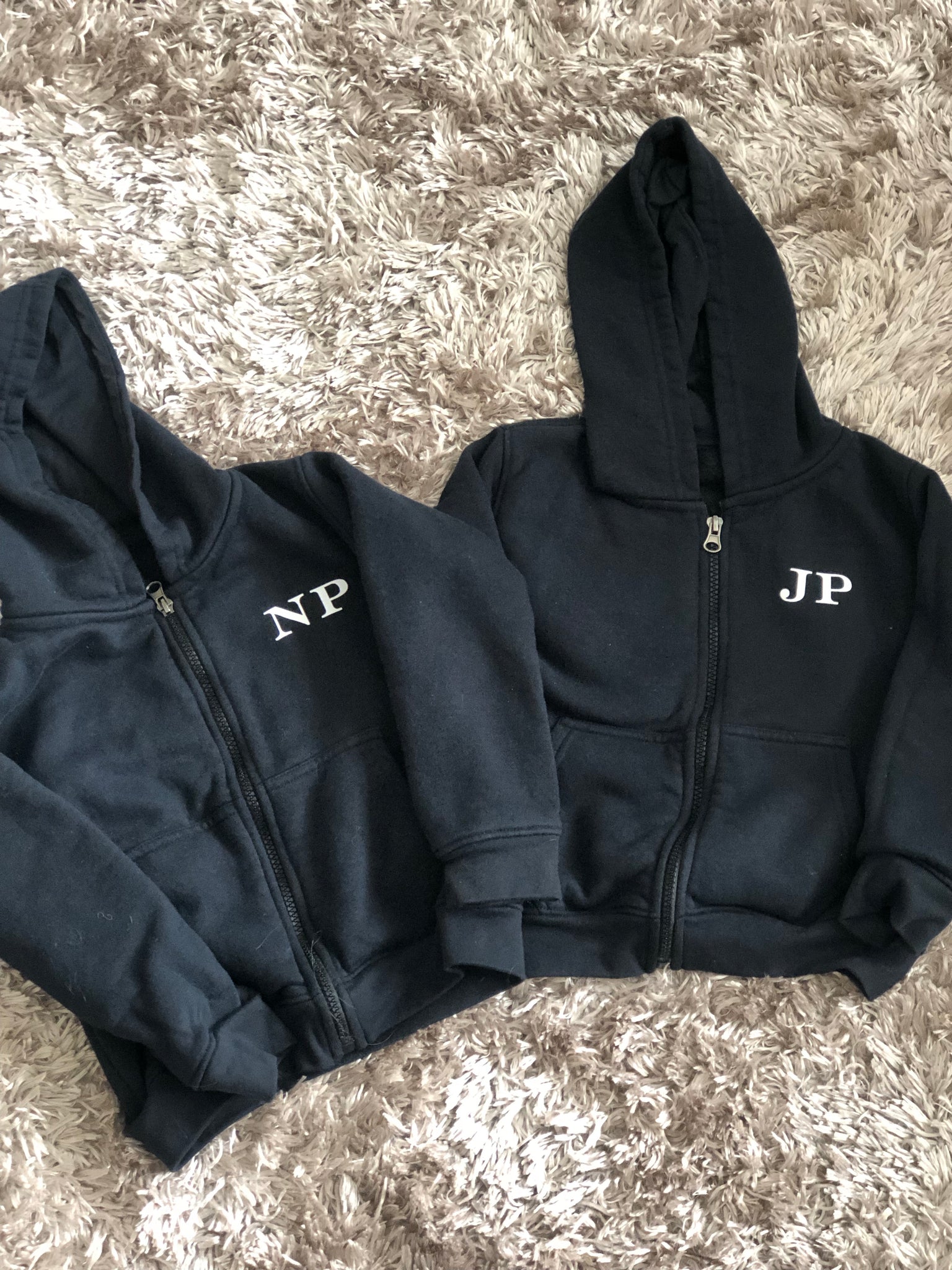 Initial zip up hoodies