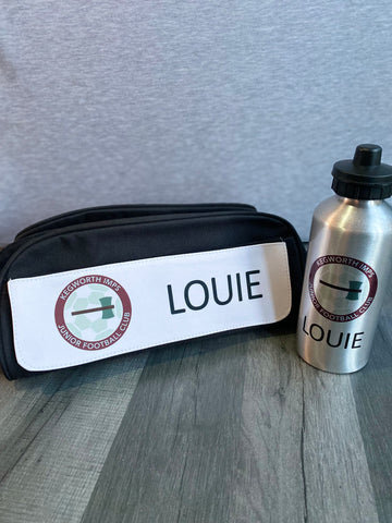 Personalised, Football logo bottle and boot bag