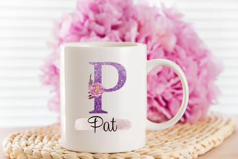 personalised inital mug -purple